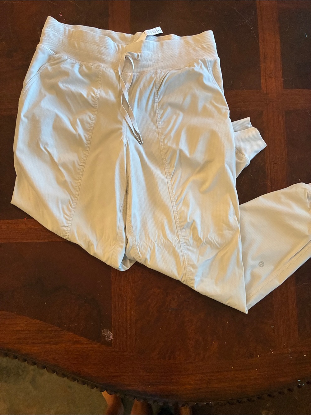 lululemon athletica dance studio lined. Very light grey/cream/tan-ish color